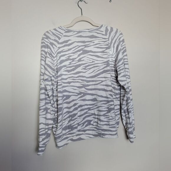 Buffalo by David Bitton Zebra Striped Sweatshirt Sweater Pullover Size Small - Picture 6 of 7